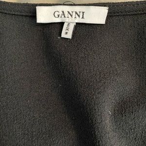 Ganni Black Crepe Wrap top